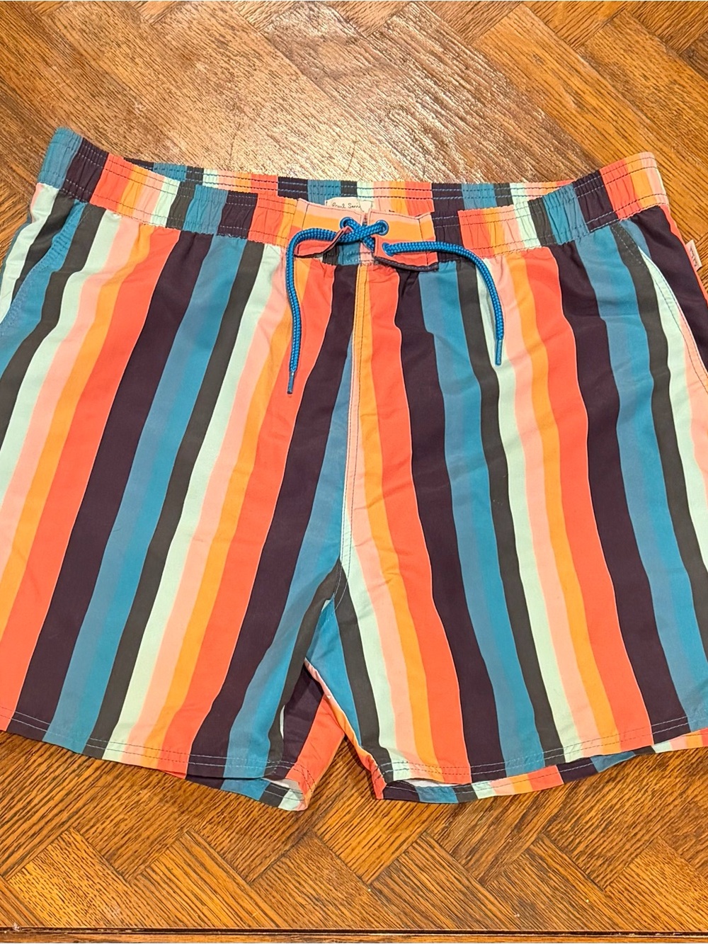 Paul Smith Junior Multi-Stripe Swim Trunks - Blue/Coral